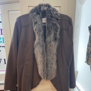 Bcbg faux fur trim jacket